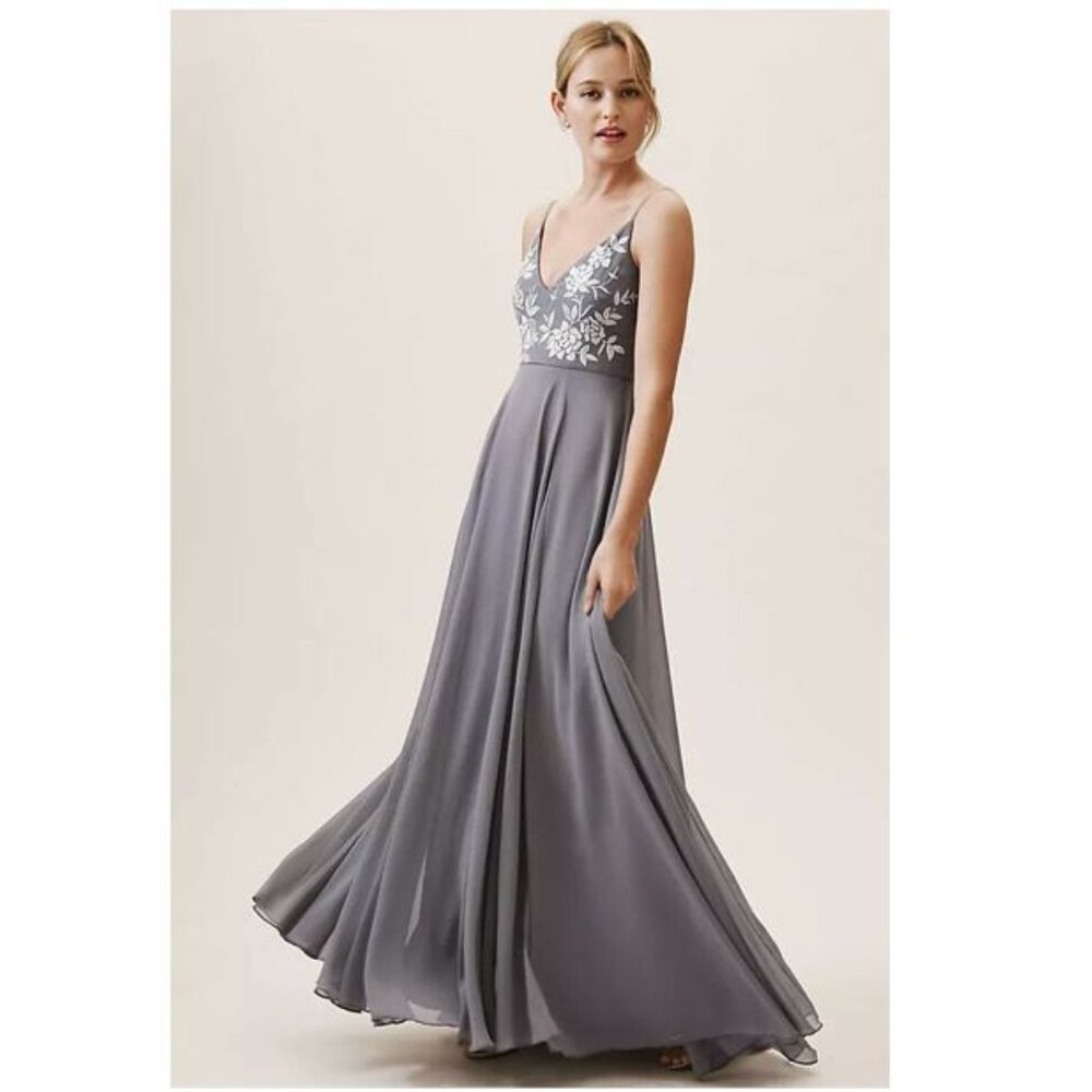 BHLDN Sadia Dress in Grey Size 10 Anthropologie Bridal Wedding Bridesmaid Winter